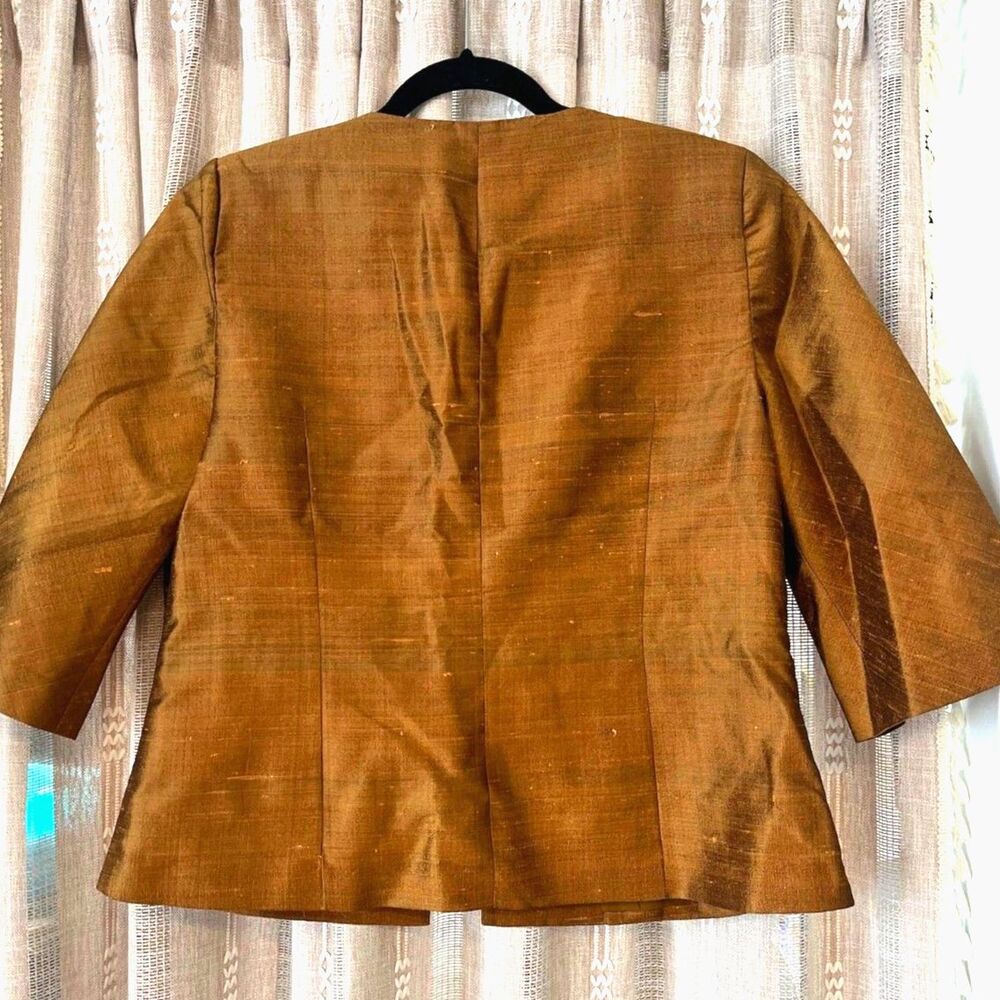 Luigina copper pleated detail 3/4 sleeve blazer - Picture 4 of 5